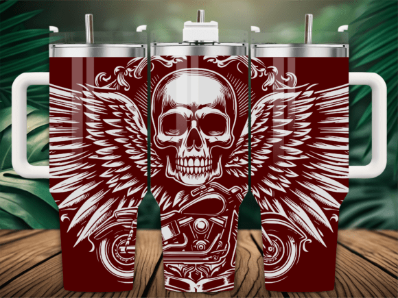 Biker Skull Motorcycle Tumbler Graphics for Crafts & Branding