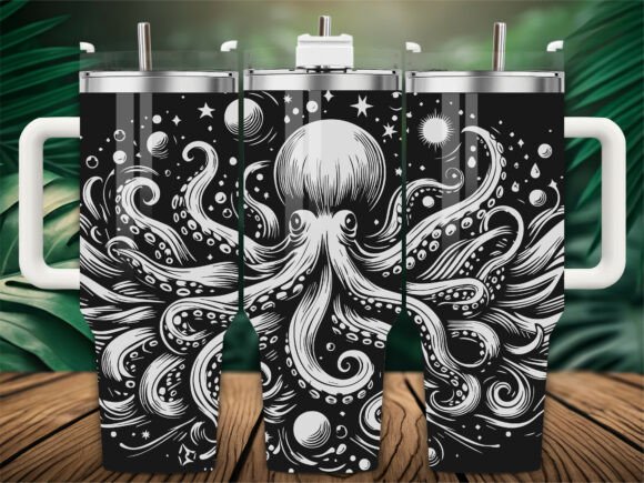 Cosmic Galaxy Octopus Graphics for Crafts