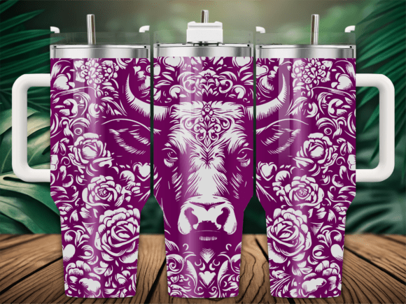 Cow Skull Roses Tumbler Graphics and Wraps