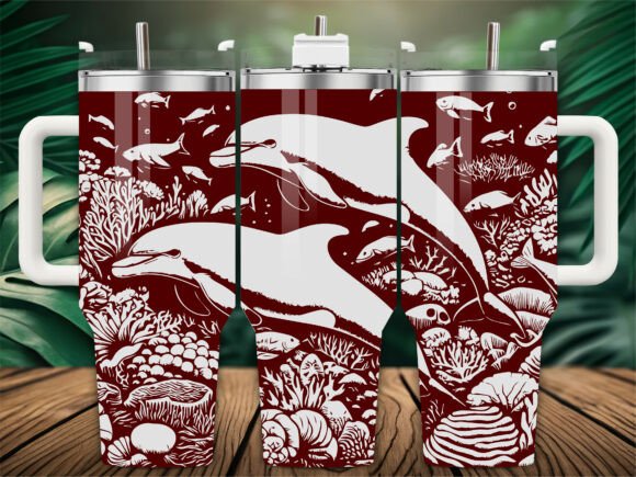 Dolphin Coral Reef Graphics for Crafts Branding