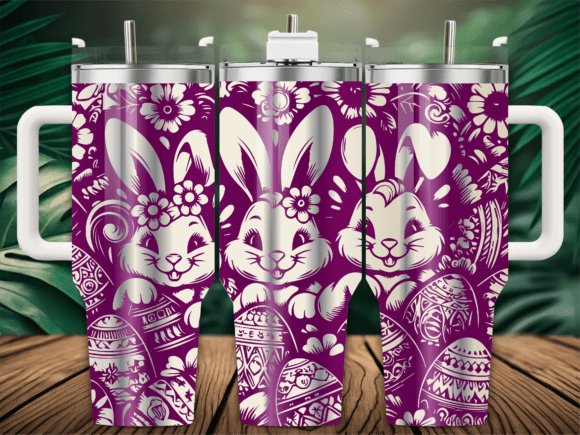 Easter Bunny Eggs Flower Tumbler Graphics & Tumbler Wraps