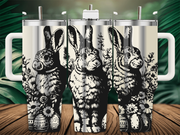 Easter Bunny Floral Eggs Graphics for Crafts & Editorial Use