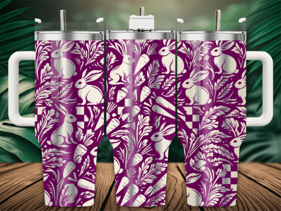 Easter Bunny Pattern Tumbler Wrap Graphics