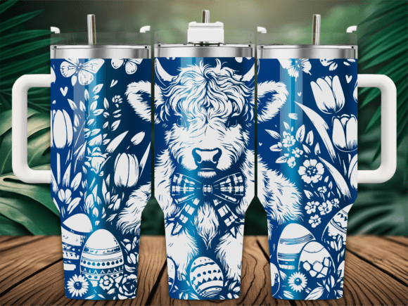 Easter Eggs Highland Cow Graphics for Crafts & Digital Products
