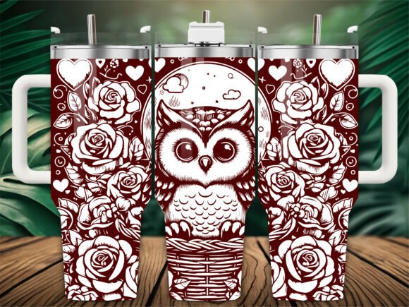 Forest Owl Botanical 40oz Tumbler Graphics for Crafts