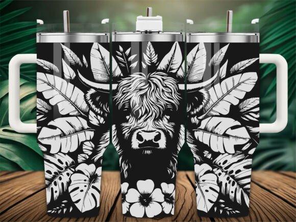Highland Cow Leaf Graphics for Crafts & Branding