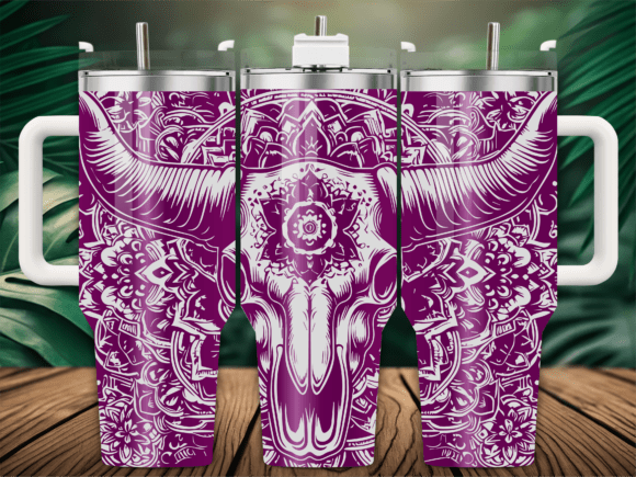 Mandala Floral Bull Skull for Graphics and Crafts