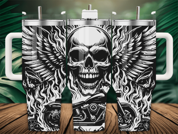 Motorcycle Skull Wings SVG in Graphics and Crafts