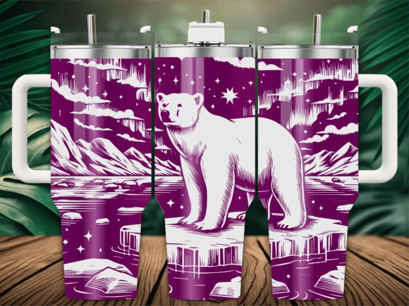 Northern Lights Polar Bear Graphics for Crafts