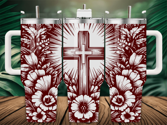 Peony Flower Cross Graphics for Crafts and Branding