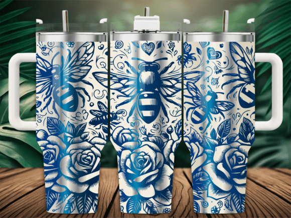 Roses Bee Flower: Graphics for Crafts Branding