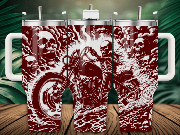 Skull Skeleton Rider Tumbler Wrap Graphics for Crafts
