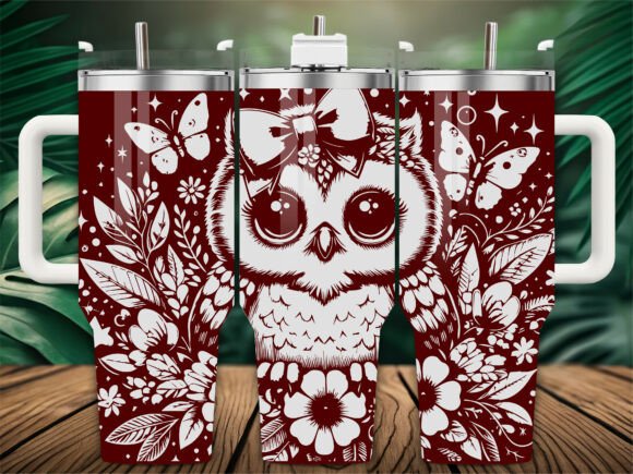 Sweet Owl Butterfly 40oz Tumbler Graphics & Crafts