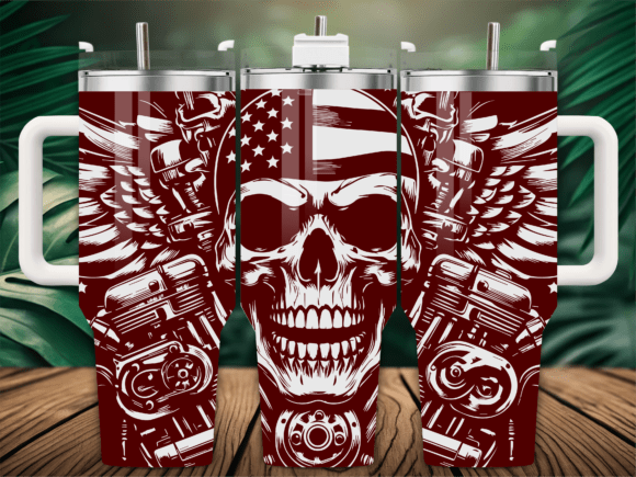 USA Flag Motorcycle Tumbler Wrap: Graphics & Crafts