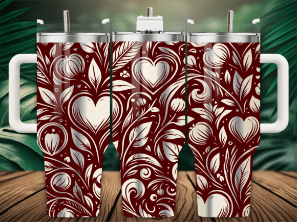 Valentines Floral Hearts Tumbler Graphics & Wraps