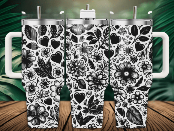 Valentines Flower Tumbler Wraps Graphics