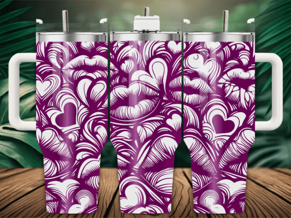 Valentines Lips Pattern for Graphics and Crafts