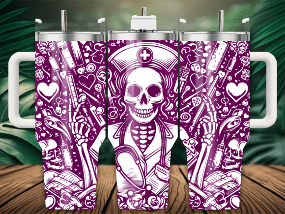 Valentines Skeleton Nurse Tumbler Graphics & Wraps