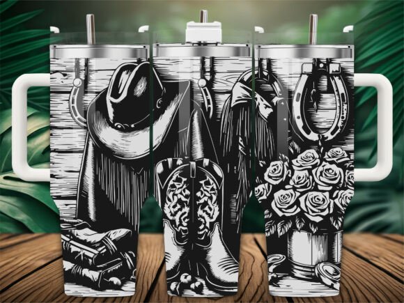 Western Boots Roses Graphics for Crafts & Branding