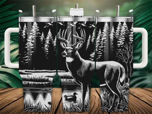 Wild Buck Forest Lake Graphics for Crafts & Branding